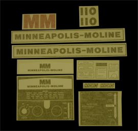 Minneapolis Moline Model 110 Hydro Restoration Decal Set - Vinyl